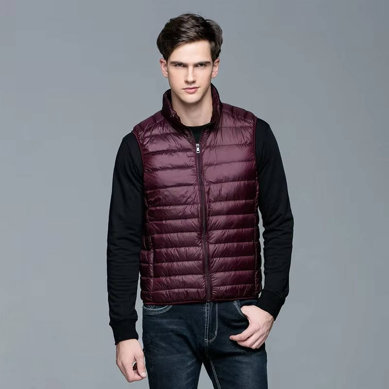 Amawinc Gilet Duvet Léger Pliable pour Homme pour Voyage et Hiver Chaleur sans Encombrement