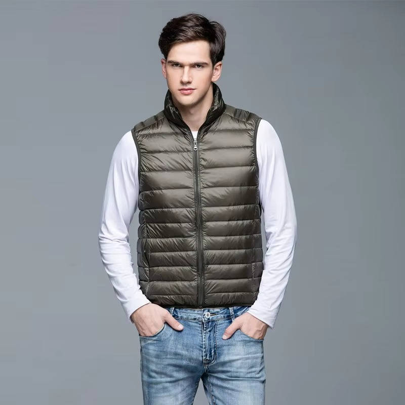 Amawinc Gilet Duvet Léger Pliable pour Homme pour Voyage et Hiver Chaleur sans Encombrement