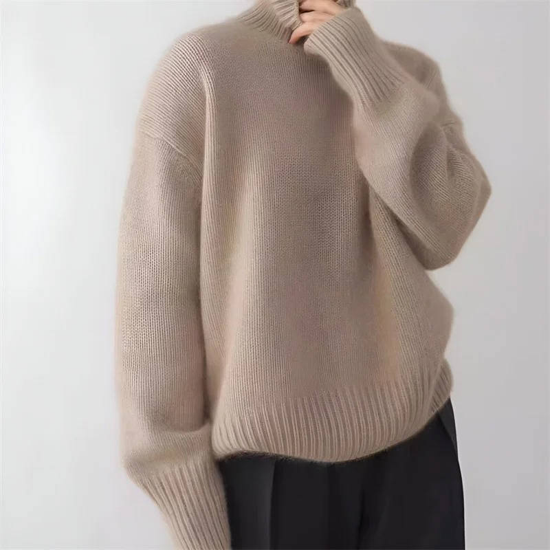 Pull Oversize En Cachemire Pour Femme Col Roulé Chaud Et Confortable Idéal Pour L Hiver