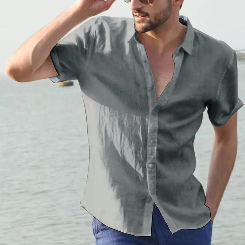 Chemise Homme en Lin Été Léger Respirante pour Temps Chaud Bureau Décontracté Quotidien