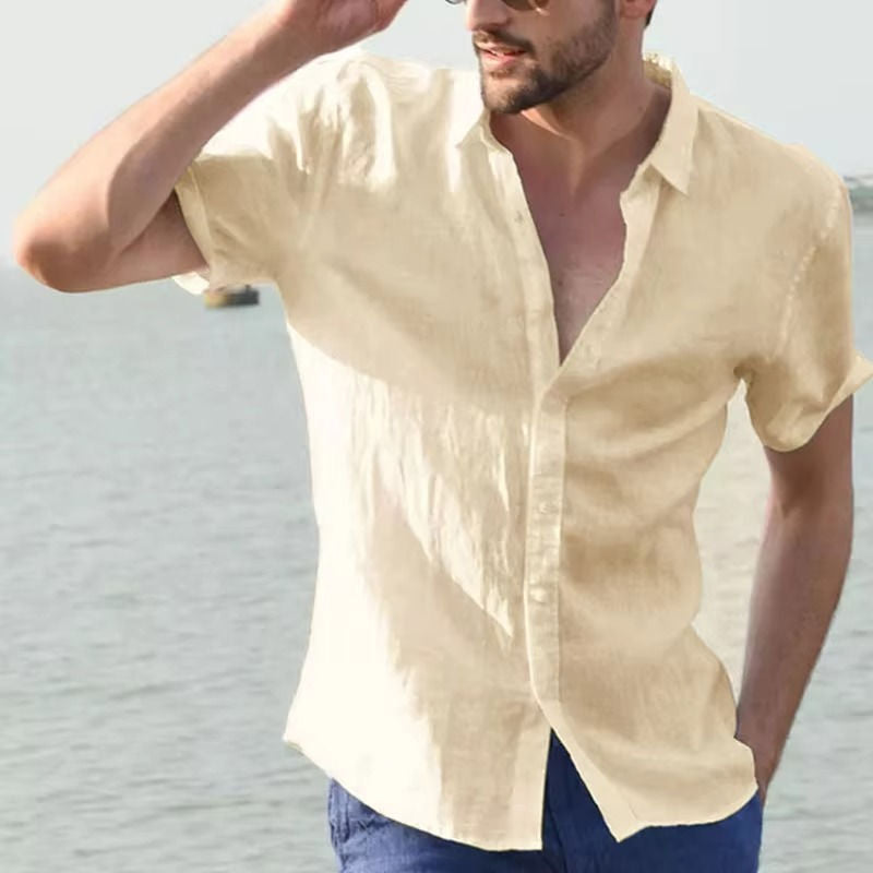Chemise Homme en Lin Été Léger Respirante pour Temps Chaud Bureau Décontracté Quotidien