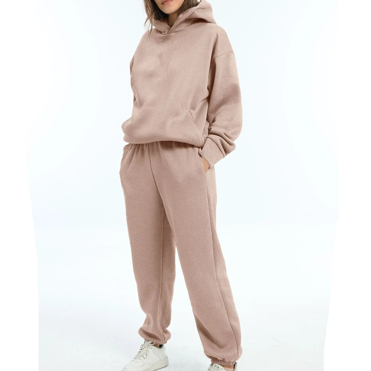Ensemble Jogger Oversize Pour Femme Deux Pièces Avec Hoodie Confort Durable Et Silhouette Élégante Amawinc