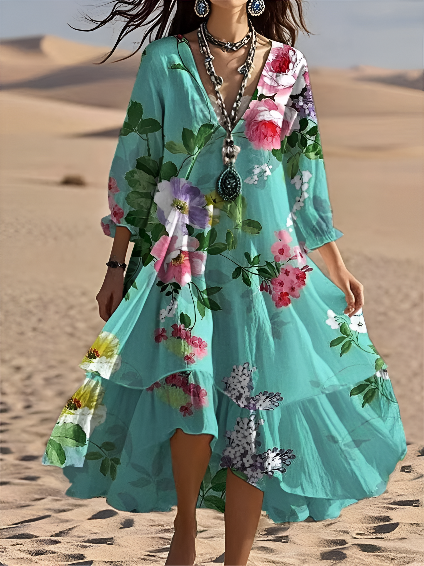 Robe Maxi Boho Florale Vintage Amawinc Confort Moderne Pour Journée Et Soirée Bohème Chic