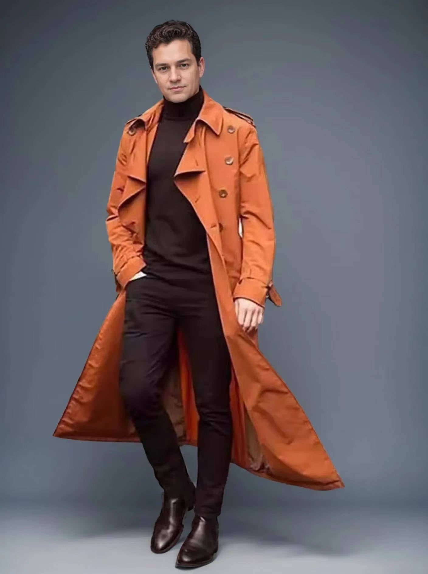 Amawinc Manteau Trench Long Pour Homme À Double Boutonnage Confort Tout Temps Pour Toutes Saisons