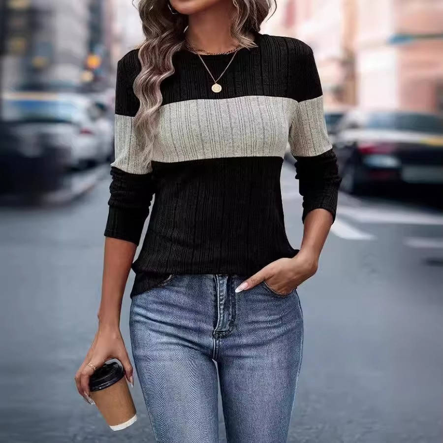 Pull Femme Col Rond Manches Longues Mélange Polyester Viscose Doux Amawinc Silhouette Soignée