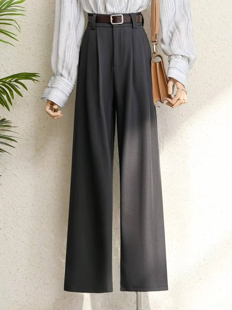 Pantalon Taille Haute À Jambe Large Résistant Aux Plis Pour Le Travail Et Le Quotidien