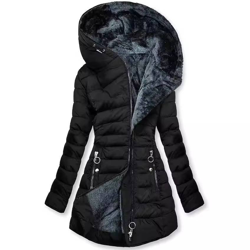 Manteau D'hiver Pour Femmes Avec Capuche Rembourrage Polyester Moelleux Pour Chaleur Et Style