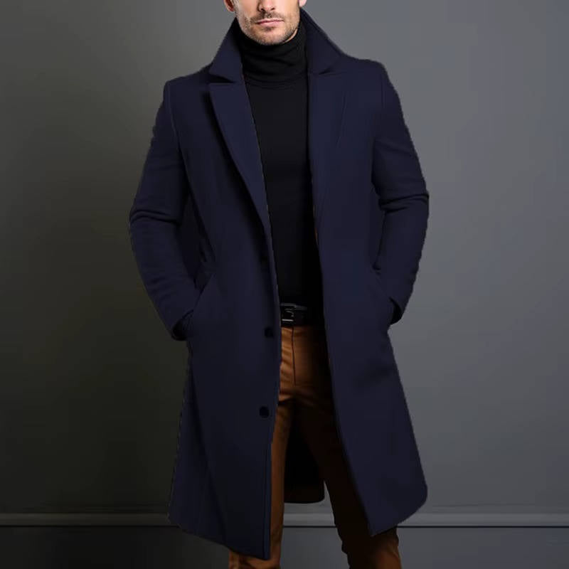 Amawinc Manteau Long Pour Homme À Simple Boutonnage Noir Intemporel Pour Tenues Formelles Et Décontractées