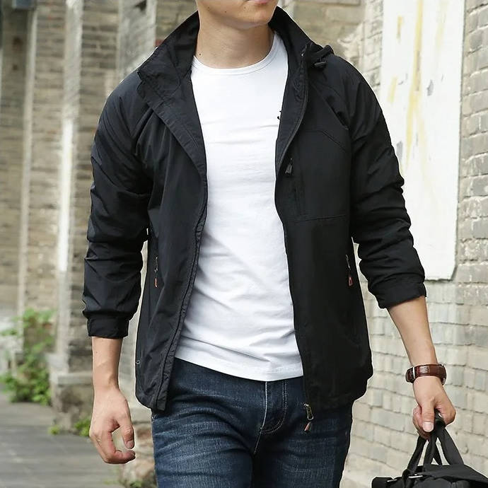 Veste Utilitaire Légère Pour Homme Amawinc Coupe Vent Imperméable Avec Poches Zippées