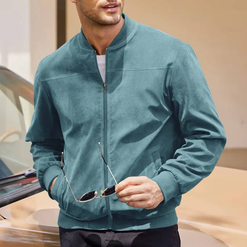 Amawinc Veste Bomber en Suède pour Homme Léger Polyvalente Idéale pour Tenue Quotidienne Moderne et Confortable