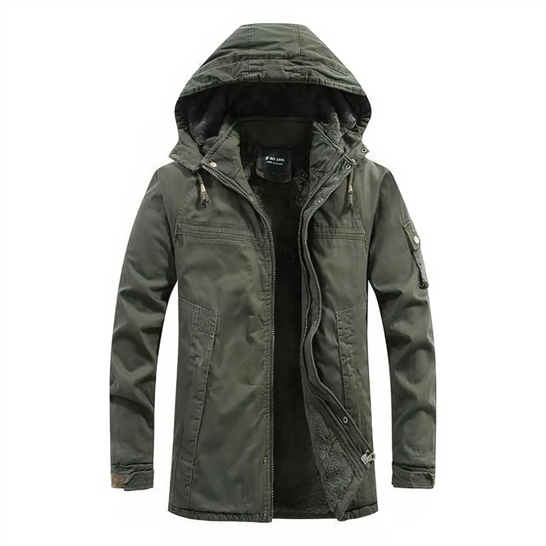Amawinc Veste À Capuche Fourrée Pour Homme Imperméable Au Vent Avec Poches Multiples Zip Avant Coupe Régulière