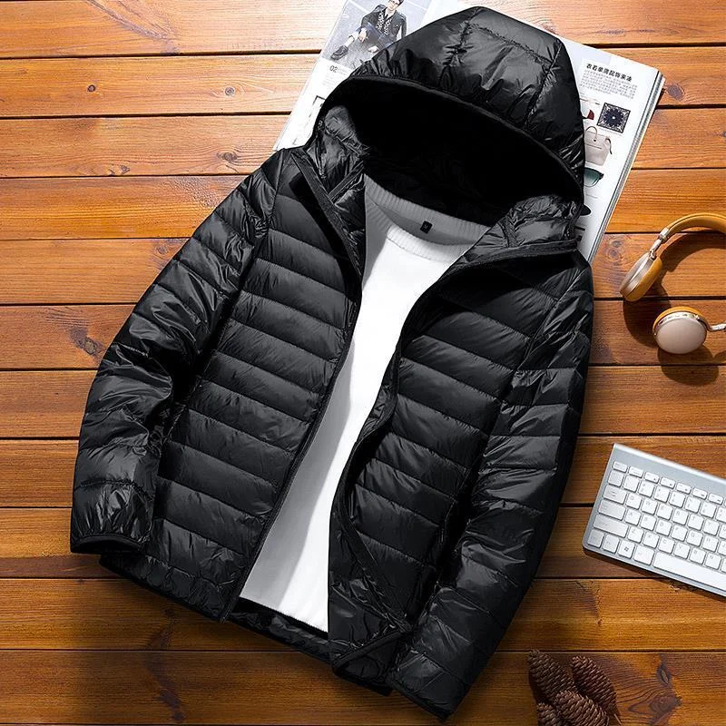 Doudoune Homme À Capuche Matelassée Coupe Slim Résistante Aux Intempéries Légère Pratique Amawinc