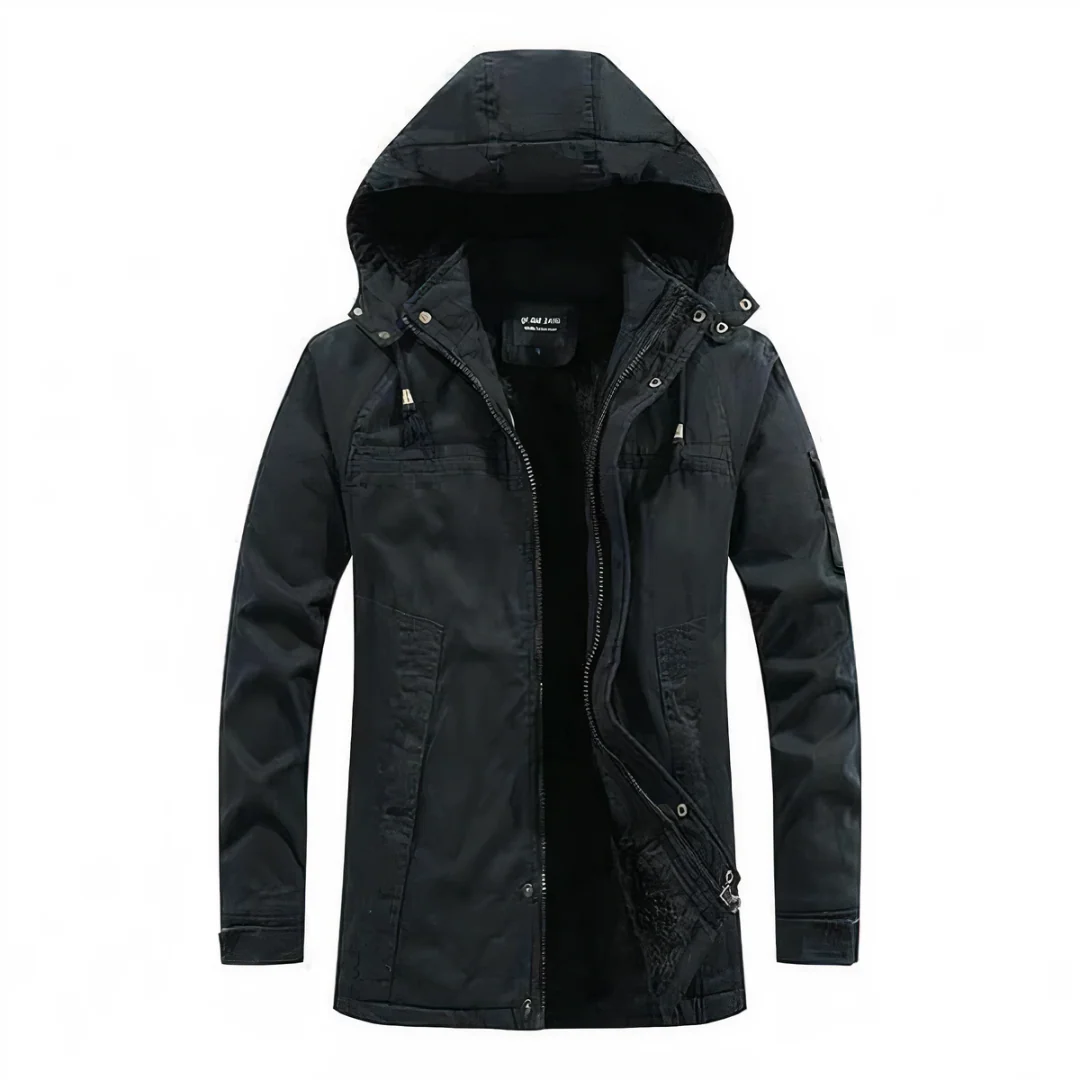 Amawinc Veste À Capuche Fourrée Pour Homme Imperméable Au Vent Avec Poches Multiples Zip Avant Coupe Régulière