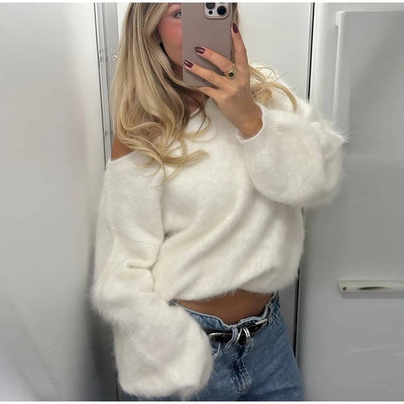 Amawinc Pull Court En Fourrure Peluche Femme Douillet Et Moderne Pour Déjeuner Weekend Et Sorties