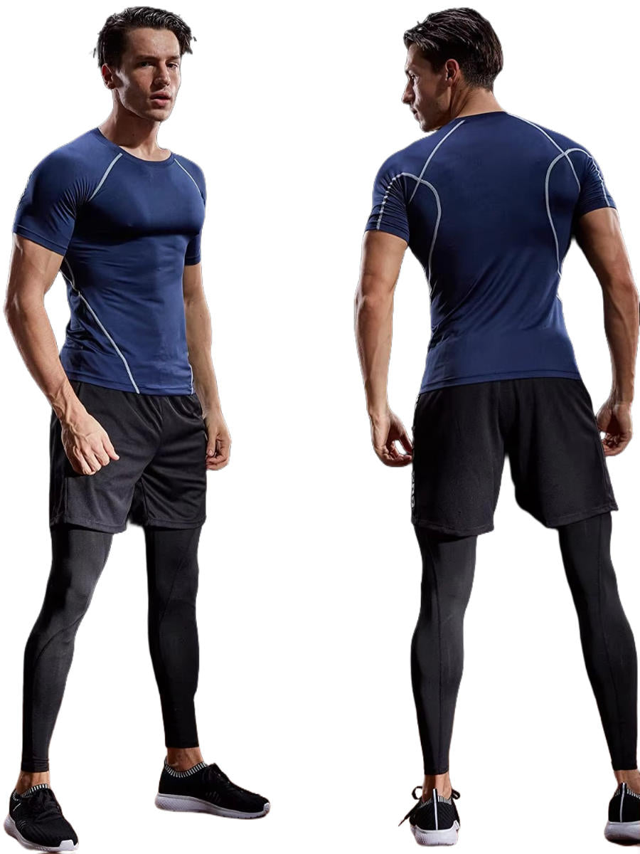 Maillot De Compression Homme À Manches Courtes Pour Entraînement Et Performance Avec Évacuation De L'Humidité