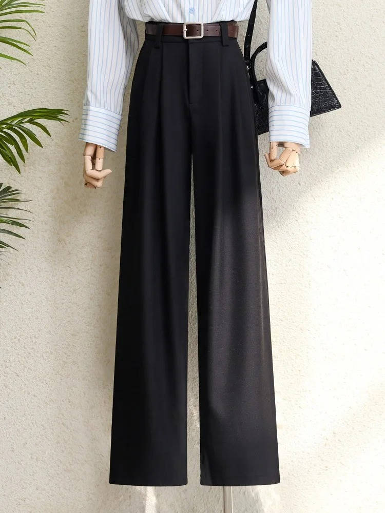 Pantalon Taille Haute À Jambe Large Résistant Aux Plis Pour Le Travail Et Le Quotidien