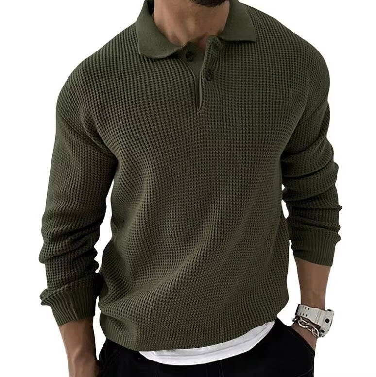 Amawinc Pull Homme En Maille Gaufre À Manches Longues Confort Quotidien Texture Gaufre Douce
