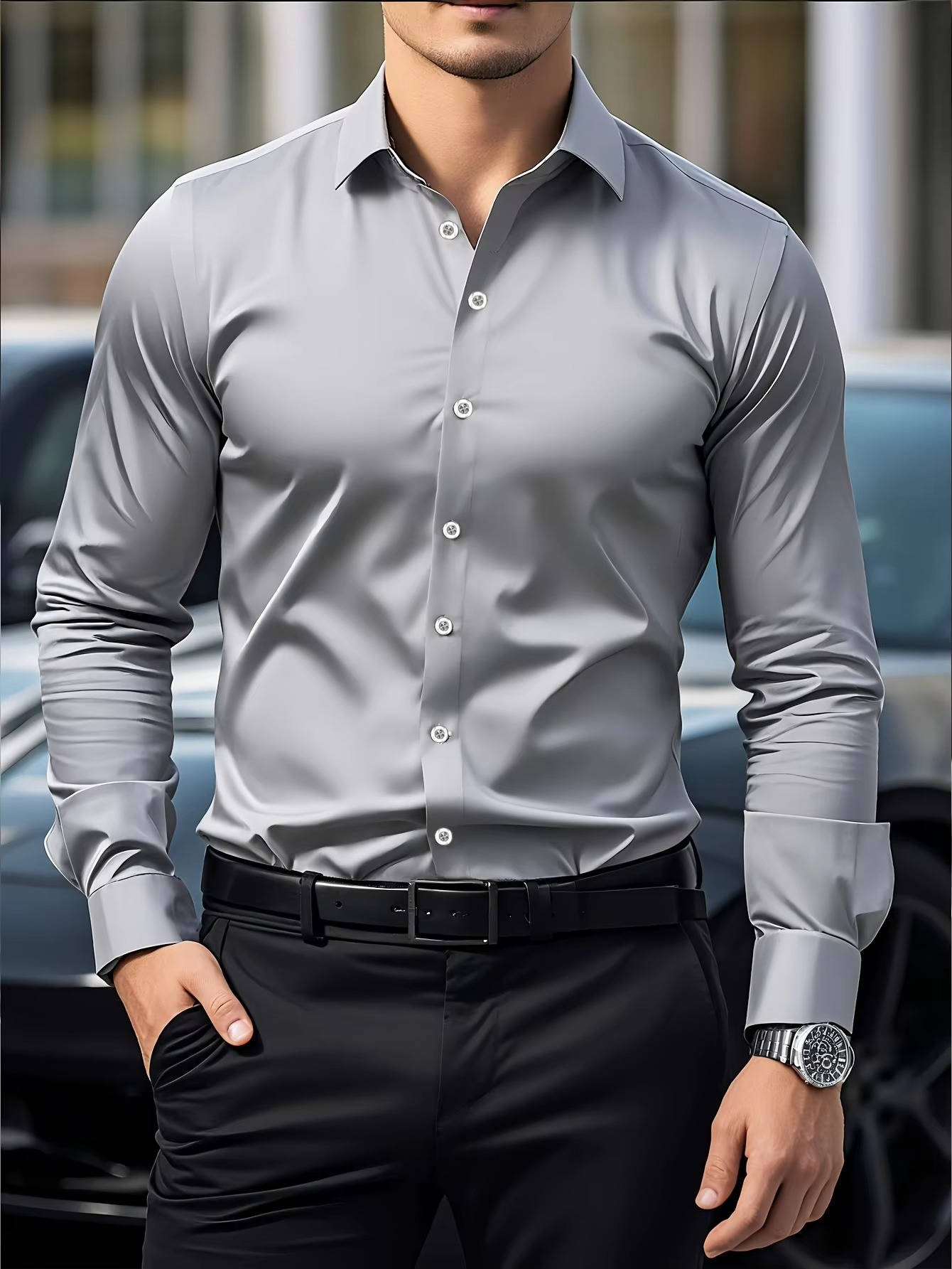 Chemise Homme Bourgogne Manches Longues Coupe Slim En Coton Stretch Pour Travail Et Occasions