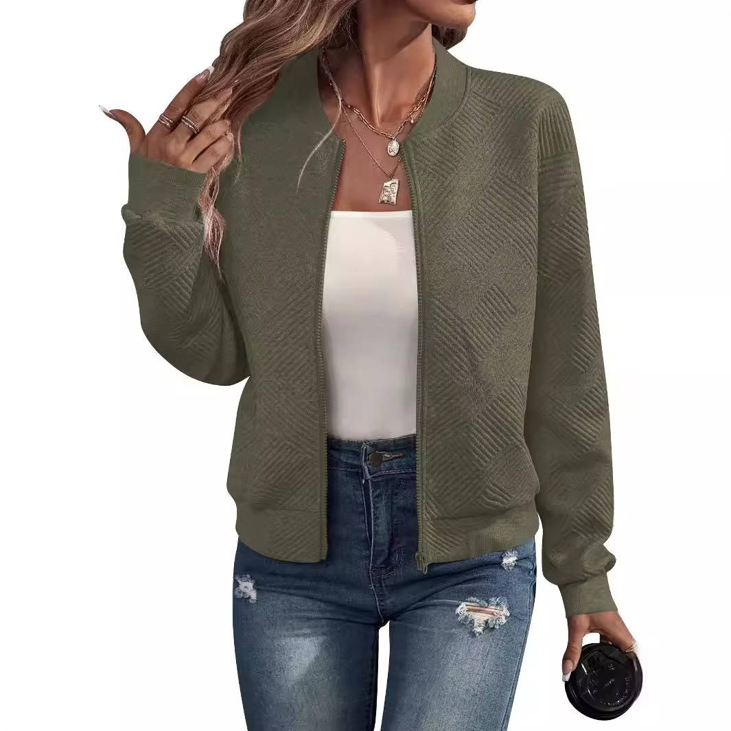 Veste Bomber Zippée Pour Femme Légère Et Confortable En Polyester Doux Pour Tous Les Jours