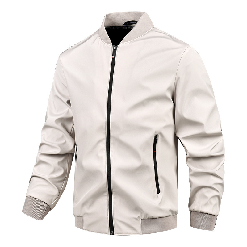 Veste Homme À Col Montant Résistante Au Vent Avec Zip Et Ourlets Côtés Pour Printemps Et Automne