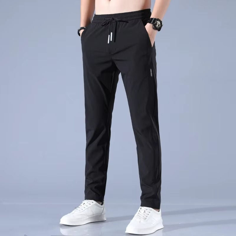 Amawinc Pantalon En Soie Fraîche Pour Homme Respirant Léger Avec Poches Et Cordon Ajustable Look Décontracté