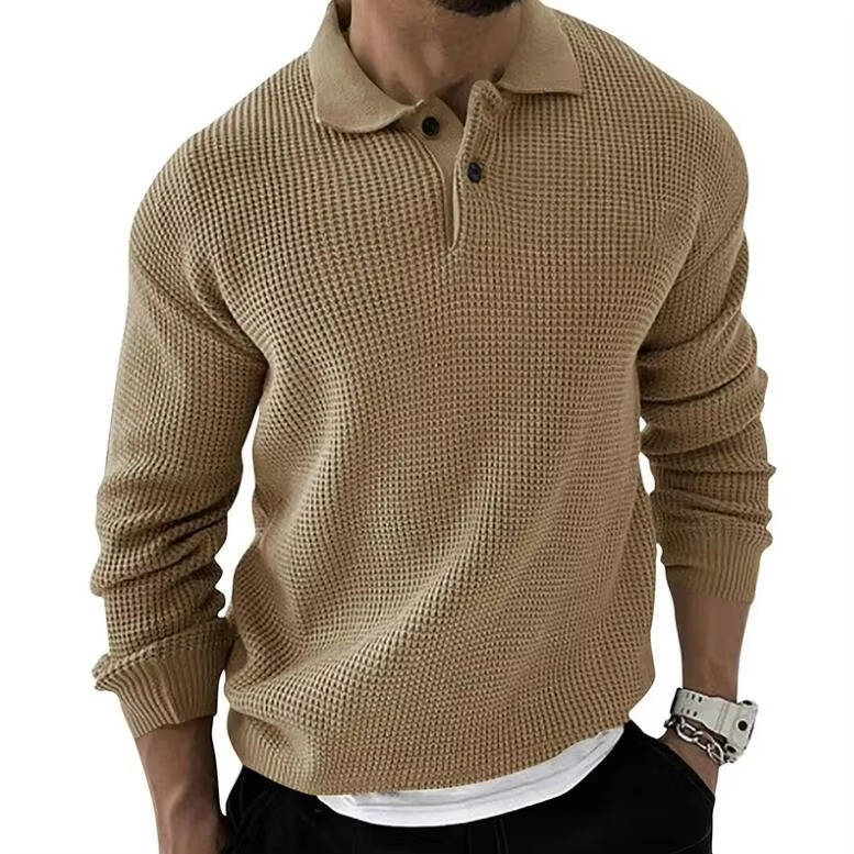 Amawinc Pull Homme En Maille Gaufre À Manches Longues Confort Quotidien Texture Gaufre Douce