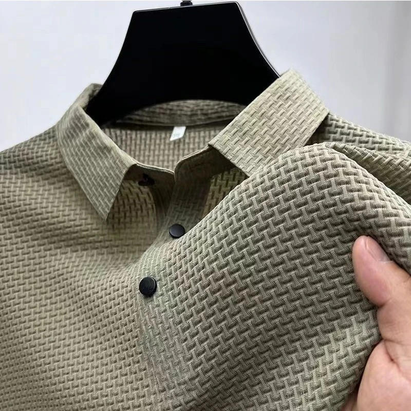 Amawinc Polo Tricoté Homme Manches Courtes Respirant Stretch Pour Tous Les Jours Confortable