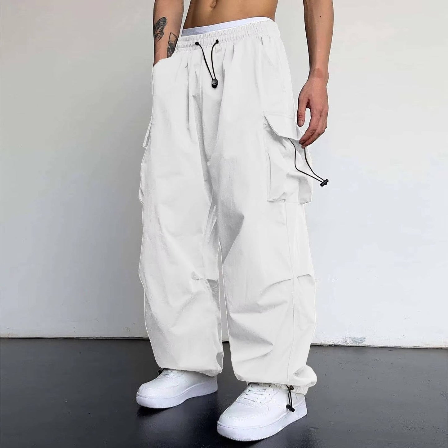 Pantalon Cargo Baggy Homme À Poches Latérales Spacieuses Et Taille À Cordon Confort Durable