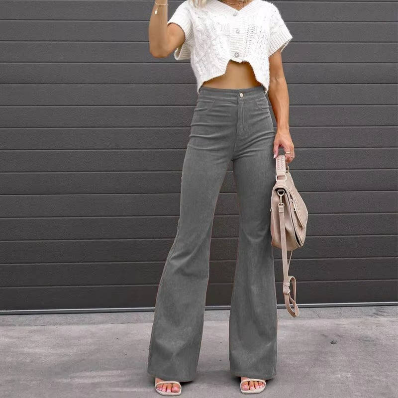 Pantalons Flare En Velours Côtelé Pour Femmes Confort Vintage Et Stretch Tout Au Long De La Journée