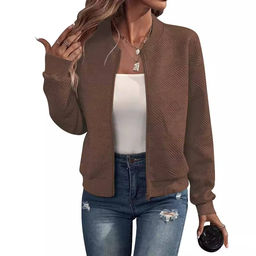 Veste Bomber Zippée Pour Femme Légère Et Confortable En Polyester Doux Pour Tous Les Jours