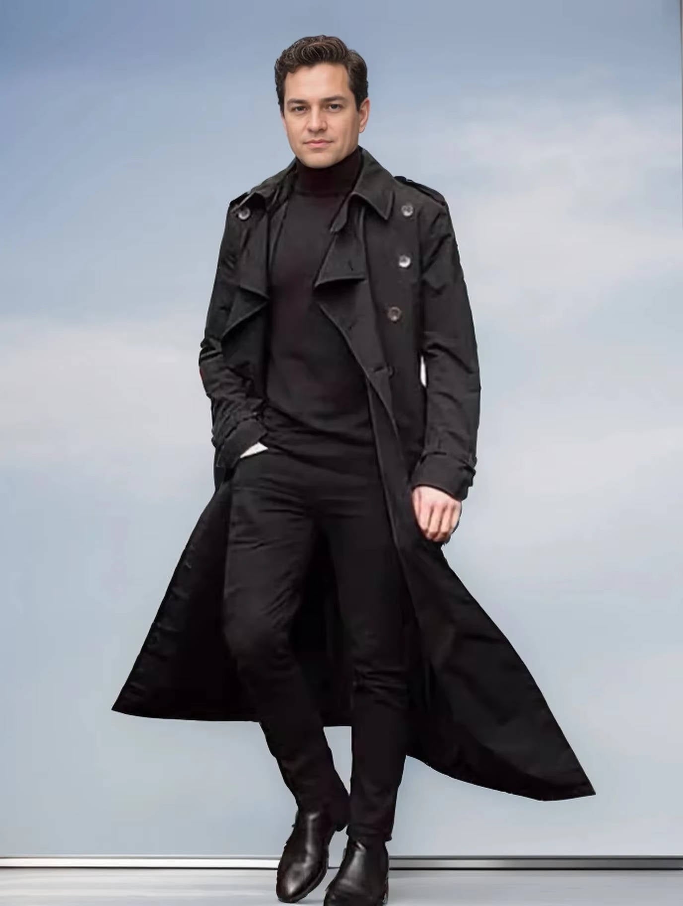 Amawinc Manteau Trench Long Pour Homme À Double Boutonnage Confort Tout Temps Pour Toutes Saisons