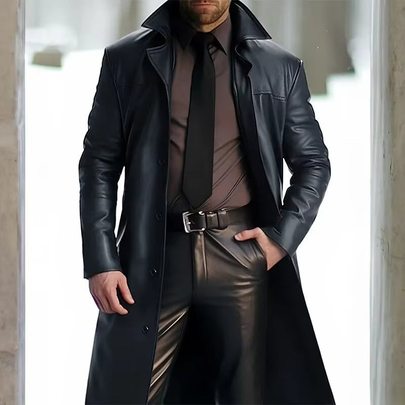 Manteau Trench Classique Homme Boutonné Amawinc Durable Chaud Pour Hiver Vêtement Extérieur Élégant