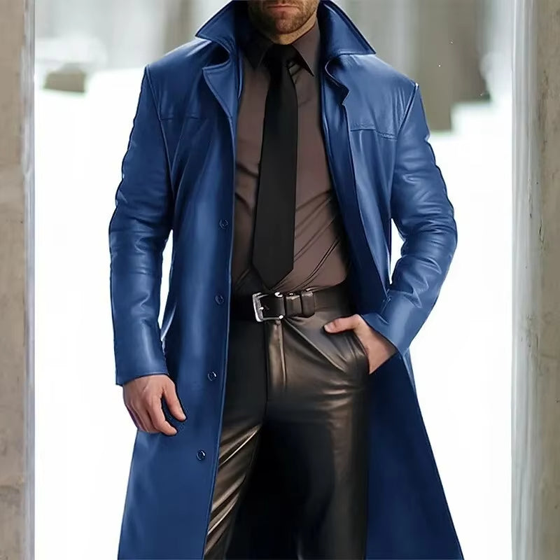Manteau Trench Classique Homme Boutonné Amawinc Durable Chaud Pour Hiver Vêtement Extérieur Élégant