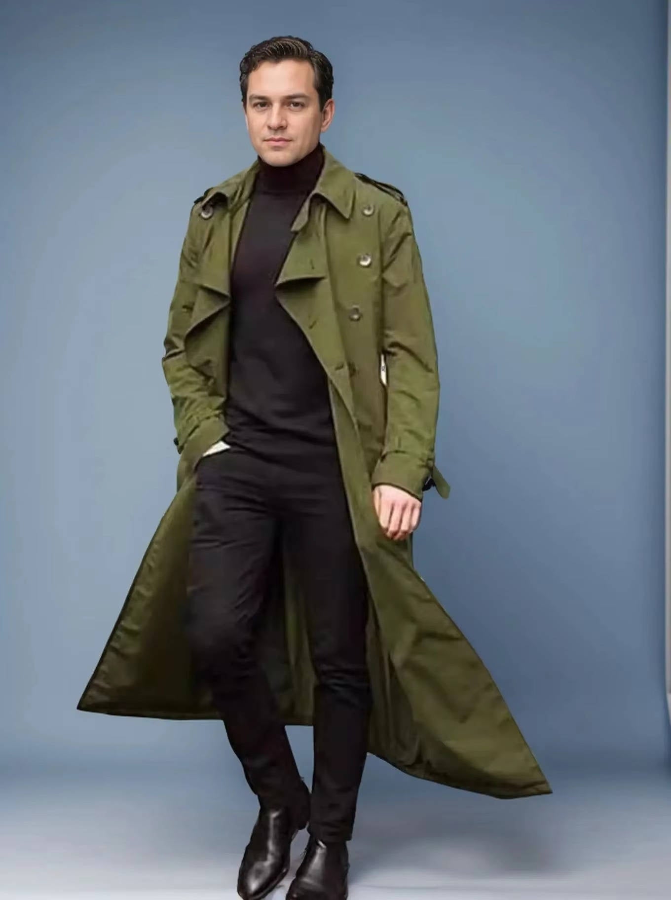 Amawinc Manteau Trench Long Pour Homme À Double Boutonnage Confort Tout Temps Pour Toutes Saisons