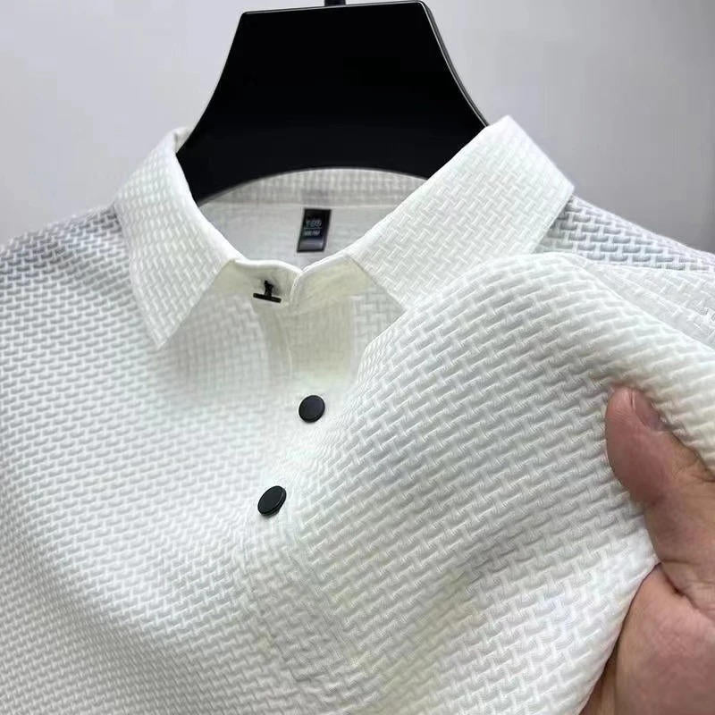Amawinc Polo Tricoté Homme Manches Courtes Respirant Stretch Pour Tous Les Jours Confortable