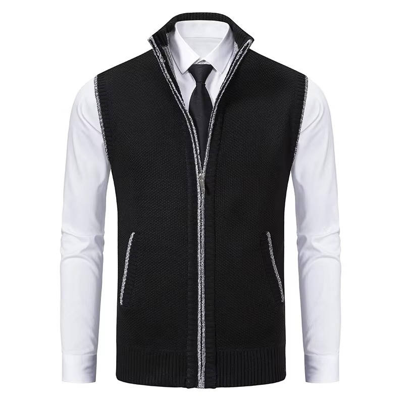 Gilet Homme En Tweed Laine Zip Front Pour Tenues Formelles Et Décontractées Amawinc Premium