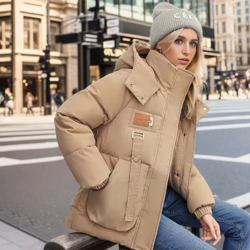 Veste Matelassée Pour Femmes Coupe Oversized Boxy Isolée Longueur Moyenne Capuche Amovible Nordisk Flair