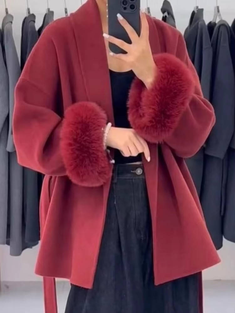 Manteau Court Wrap Pour Femmes Avec Ceinture Confort Et Chaleur Élégante Style Quotidien
