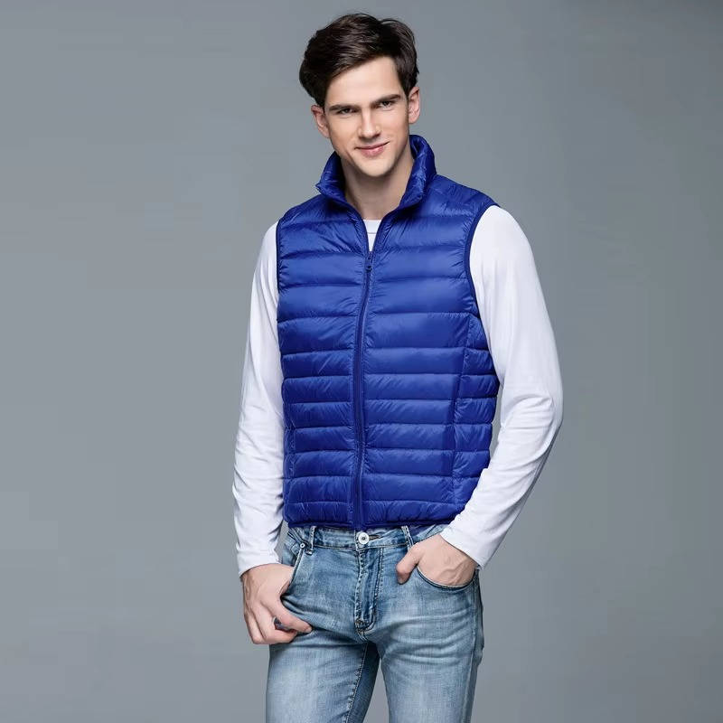 Amawinc Gilet Duvet Léger Pliable pour Homme pour Voyage et Hiver Chaleur sans Encombrement