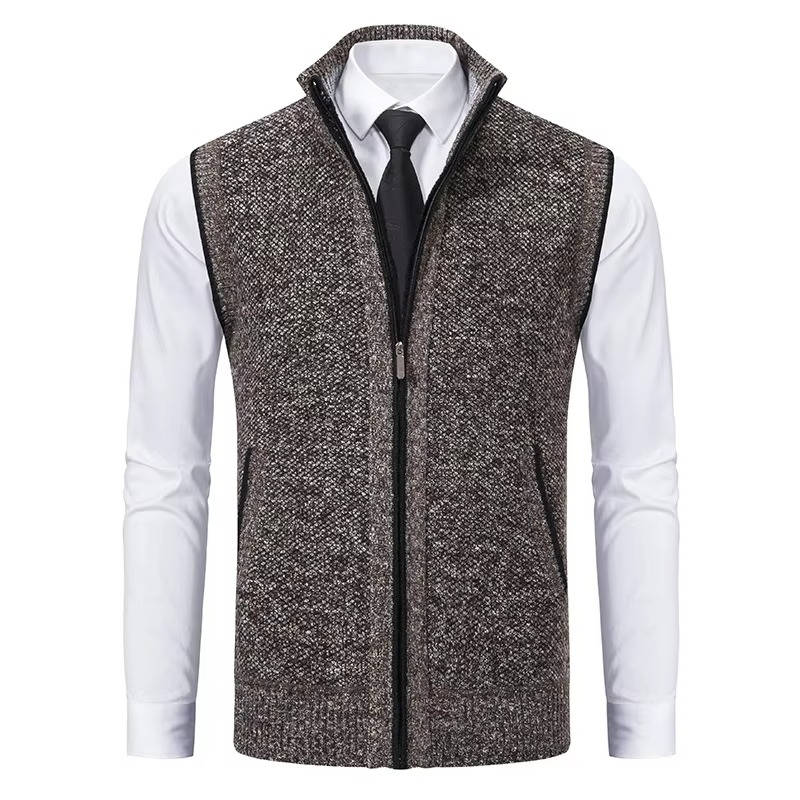 Gilet Homme En Tweed Laine Zip Front Pour Tenues Formelles Et Décontractées Amawinc Premium