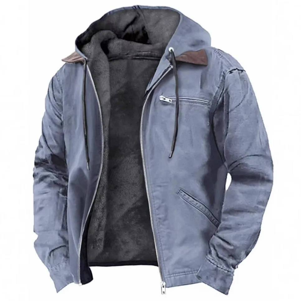 Amawinc Veste Homme En Polaire Marron Avec Capuche Léger Et Chaude Fermeture Éclair Coupe-Vent