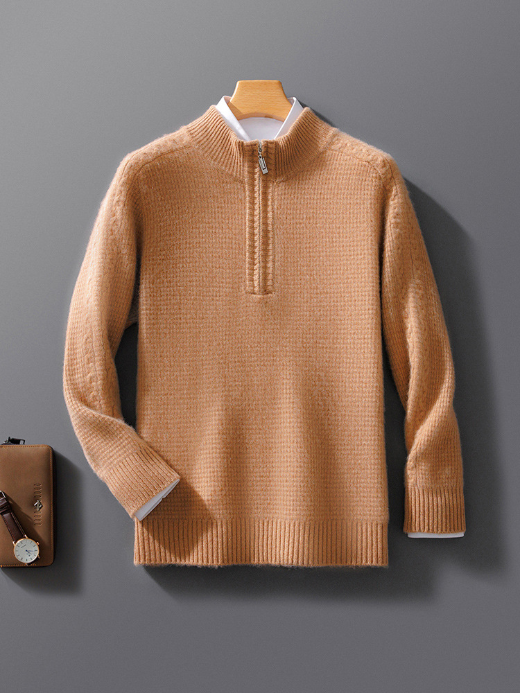 Pull Homme Nordisk Flair En Laine Tricotée Col Zippé, Coupe Décontractée, Manches Longues