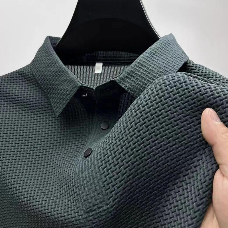 Amawinc Polo Tricoté Homme Manches Courtes Respirant Stretch Pour Tous Les Jours Confortable