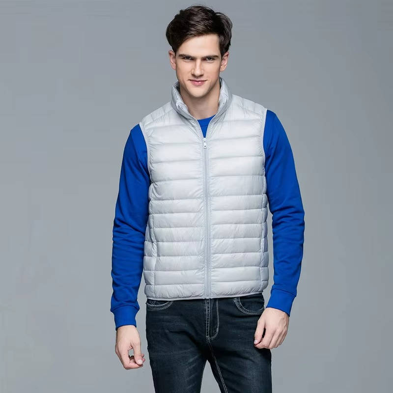 Amawinc Gilet Duvet Léger Pliable pour Homme pour Voyage et Hiver Chaleur sans Encombrement