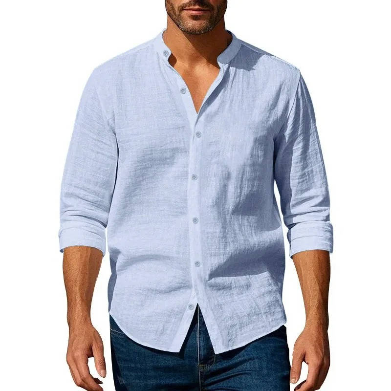 Chemise Décontractée Pour Homme En Lin À Manches Longues Boutonnée Respirante Pour Tous Les Jours Par Amawinc