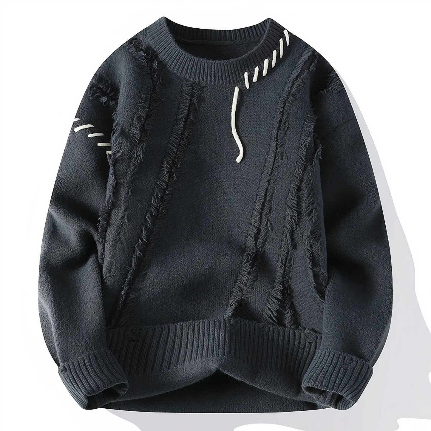 Pull Patchwork À Franges En Laine Mélangée Pour Homme Coupe Décontractée Col Rond Par Nordisk Flair