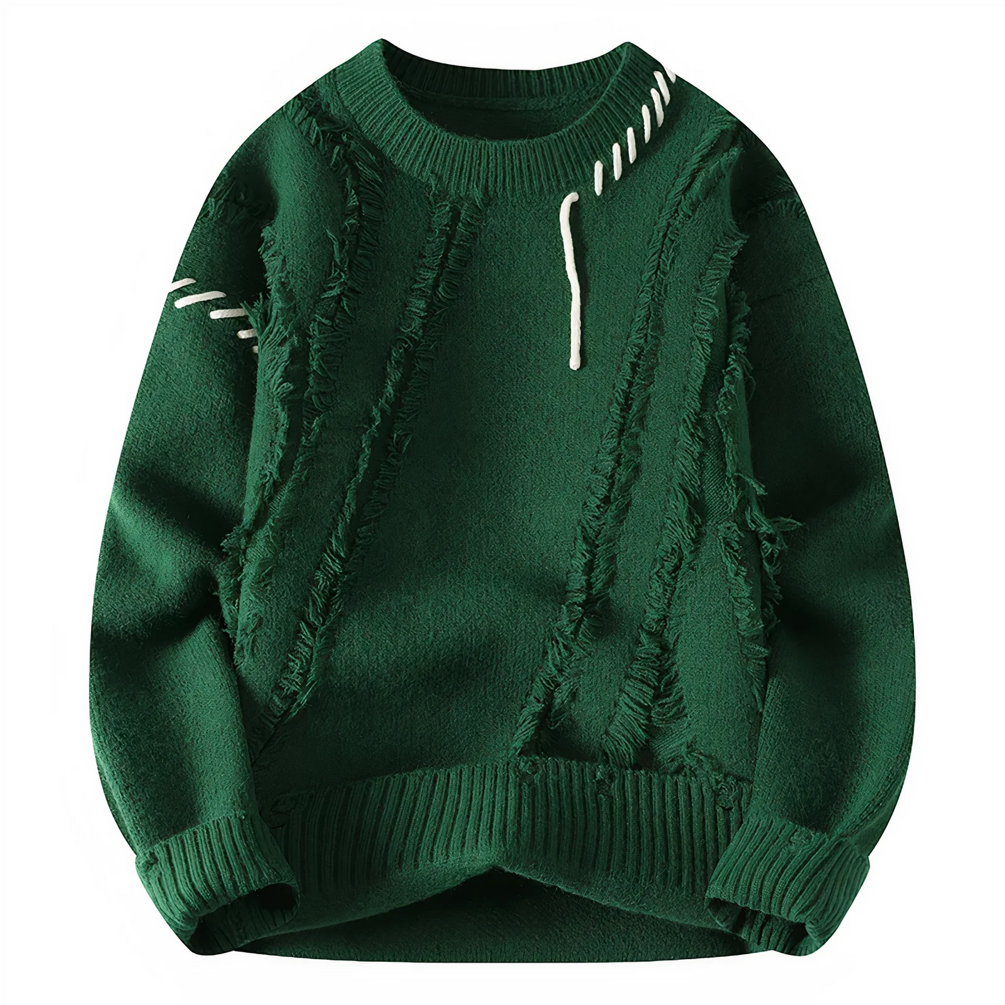 Pull Patchwork À Franges En Laine Mélangée Pour Homme Coupe Décontractée Col Rond Par Nordisk Flair