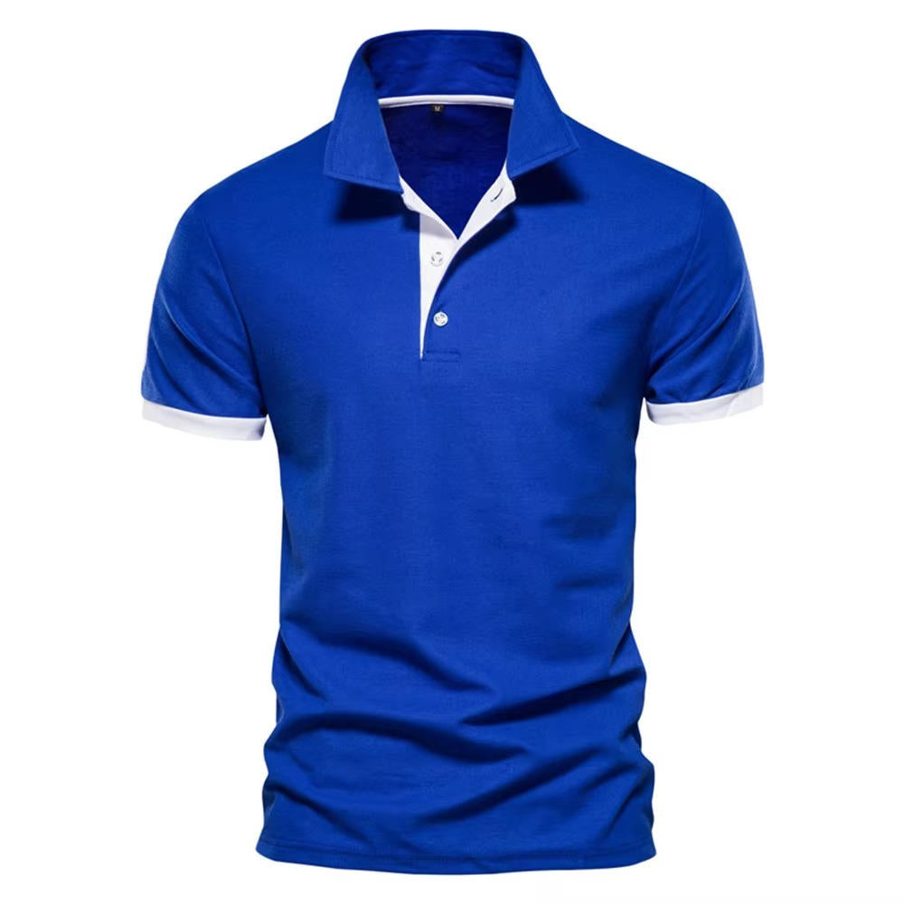 Amawinc Polo Homme Slim Fit Marine Avec Patte de Boutonnage et Poignets Orange Pour Look Décontracté Chic