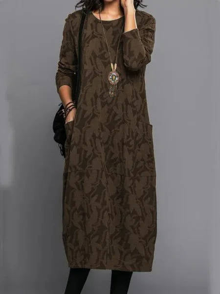 Amawinc Robe Midi À Manches Longues Avec Poches En Coton Doux Pour Tous Les Jours Confort Et Élégance