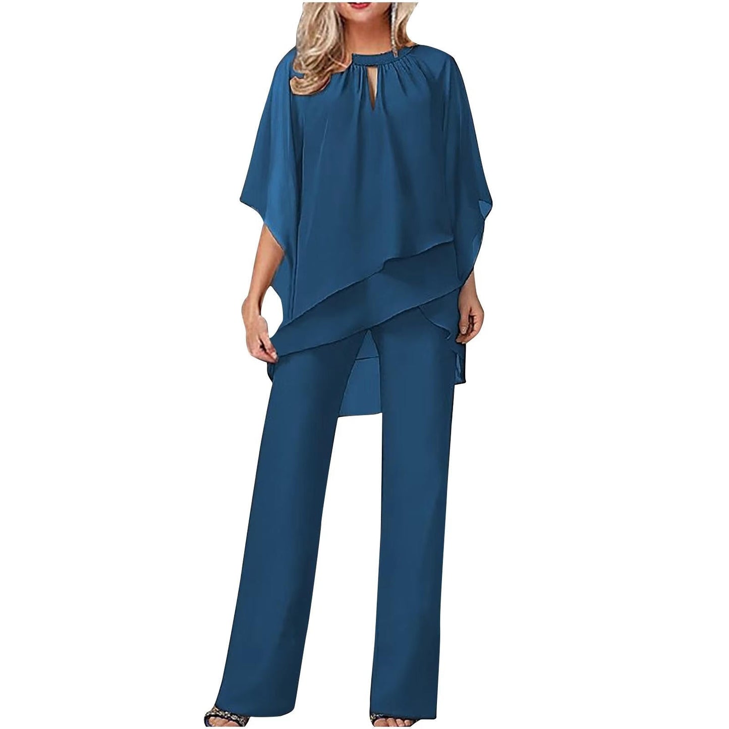 Costume Pantalon Féminin Festif En Chiffon Élégant Pour Femmes Pour Réunions Professionnelles Et Célébrations